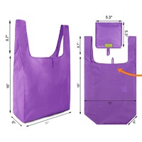 Reusable Grocery Bags Grocery Tote Foldable into Attached Pouch, Ripstop Polyester Reusable Shopping Bags, Washable, Durable and Lightweight