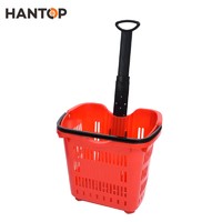 Plastic shopping basket with 2 wheels for supermarekt HAN-TB33 3786