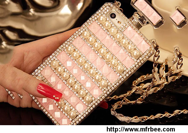 perfume_bottle_rhinestone_square_drill_pearl_iphone6_6plus_mobile_phone_sets
