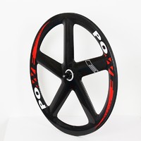 one set of carbon fiber 5 spoke wheels used in track bike and fixie bike