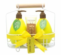 more images of Organic Fresh Pear Relaxing SPA Bath Sets /Shower Gel/Bath Salt/Body Lotion in Wire Basket