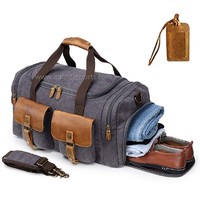 Canvas Duffle Bag Oversized Genuine Leather Weekend Bags for Men and Women