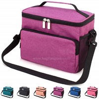 Reusable Insulated Cooler Lunch Bag - Office Work School Picnic Hiking Beach Lunch Box Organizer with Adjustable Shoulder Strap for Women,Men and Kids-Purple