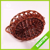 traditional handmade natural material wicker fruit basket with handle