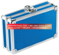 Sturdy Key Lock Blue Pencil Case Fold Aluminum Pencil Case
