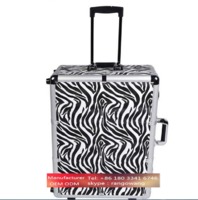 custom lighting aluminum makeup case with mirror portable cosmetic case makeup artist travel trolley