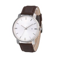 more images of STAINLESS STEEL WHITE DIAL WATCH 20MM LEATHER STRAP