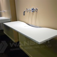 Corian White Floating Vanity Thermoformed Wash Cou