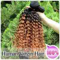 more images of 100% Virgin Human Ombre Hair Weave Kinky Curly Weft