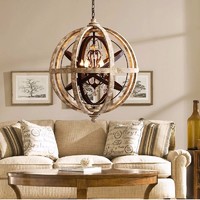 New American Mediterranean Vintage rustic iron spherical lamp interior creative chandeliers with UL/CE