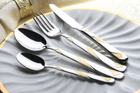 Wholesale Gold plated cutlery set stainless steel dinnerware flatware spoons forks