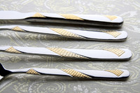 more images of Wholesale Gold plated cutlery set stainless steel dinnerware flatware spoons forks