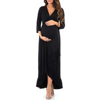 Women's 3/4 Sleeve Faux Wrap Maternity Dress at a Discounted Price