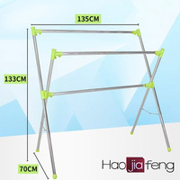 HJF GW-528 Promotion Stainless steel folding towel and clothes floor free standing drying rack