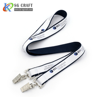 Polyester material cheap double clip custom double woven lanyards