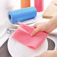 wholesale disposable scouring pad kitchen dishwashing cleaning rag wave pattern strong water absorption to grease
