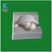 Wireless Headset and Earphone packaging tray thermoformed molded from recycled fiber pulp