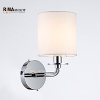 more images of Decorative Modern Wall Lamp with Fabric Lampshade French gold Stainless Crystal wall lamp