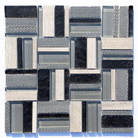 more images of High quality rectangle black and grey glass mosaic manufacturer