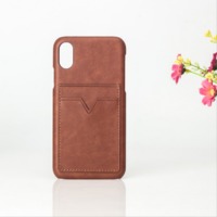 credit card holder pu leather cell phone case for iphone x with card holder