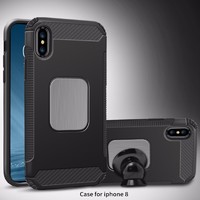Car bracket TPU PC phone cases for iphone x with magnetic stickers