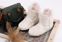 Indoor keep warm cheap kids knitted handmade and brocade shoes