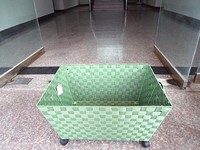 more images of wholesale handmade nylon woven tray plastic storage basket Black color with wheels