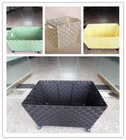 more images of wholesale handmade nylon woven tray plastic storage basket Black color with wheels