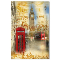 more images of Canvas Print - Vintage London Big Ben and Red Telephone Booth 24x36 Inch (60x90cm)