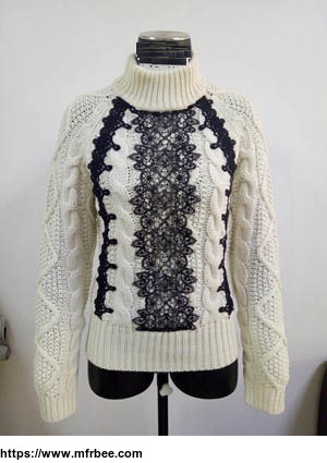 high_quality_winter_warm_ladies_cable_knit_pullover_with_lace_manufacture