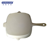 White Cast Iron Grill Pan with Helpful Handle