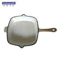more images of White Cast Iron Grill Pan with Helpful Handle
