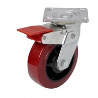 more images of 4 inch PU wheel swivel industrial caster with double brake