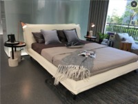 Natuzzi same item soft beds full real leather beds solid frame beds bedroom furniture OEM factory