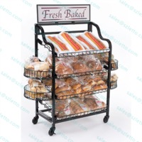 Hot Sale Wire Metal Four Tiered Bakery Retail Store Display Stand Rack