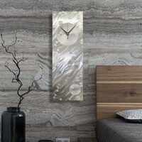 Large Silver Wall Clock | Modern Elements Metal Art