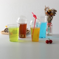 High quality disposable 16oz clear PET cold drink plastic cups with dome lid