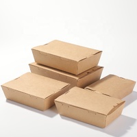Fast Food Biodegradable Container Recycle Box Original Color Kraft Paper Container Food Take Away Kraft Package Boxes