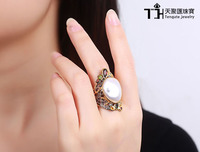 Fashion silver jewelry white pearl ring