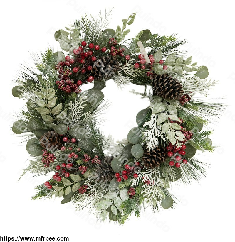 puindo_wholesale_customized_artificial_christmas_wreath_with_pine_cone_red_berries_for_home_door_xmas_decorations