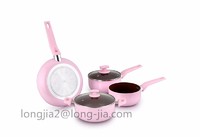 more images of aluminum nonstick cookware set black nonstick coating pink
