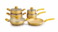 High quality aluminum non stick skillet with golden FDA coating rough texture12-inchspiral bottom