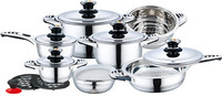 16pcs cheap price stainless steel cookware set with s/s bakelite mix handle