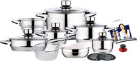 19pcs straight shape stainless steel cookware set with strong revit handle