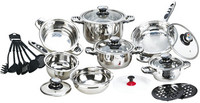 22pcs straight shape wide edge stainless steel cookware set manufacturer