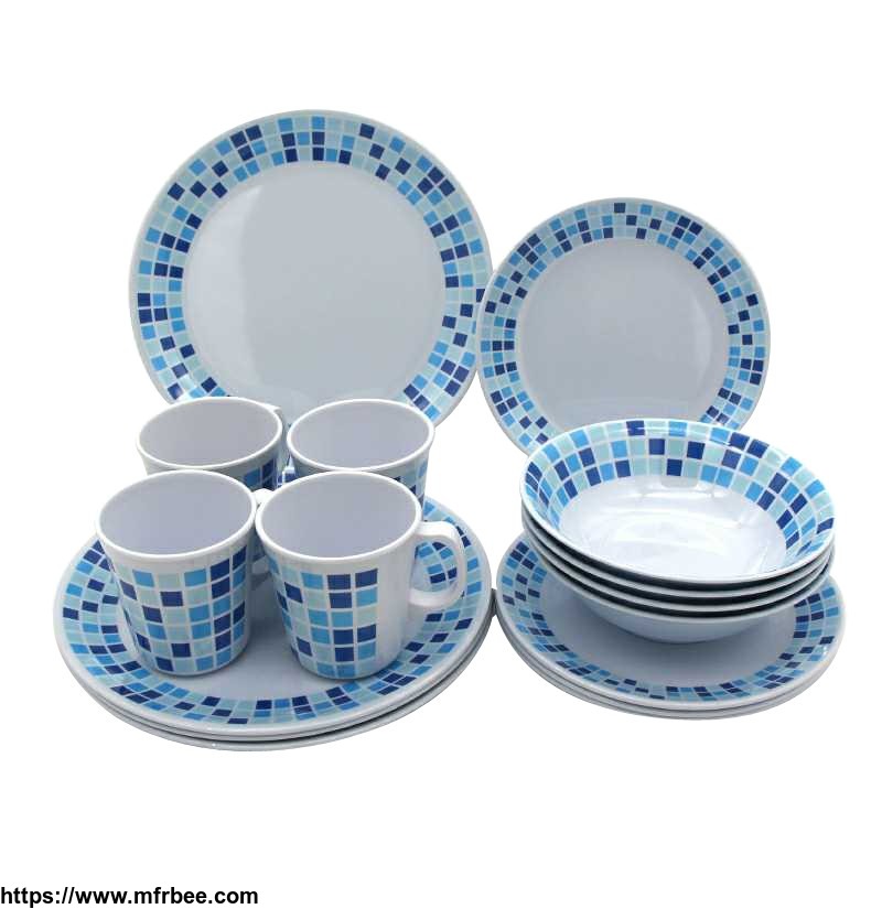 top_quality_mosaic_lattice_print_mug_turkish_blue_melamine_tableware_set_china_dinnerware_sets_16_pcs