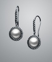 David Yurman Jewelry White Pearl Cable Wrap Drop Earrings