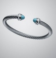 David Yurman Sterling Silver Jewelry 5mm Turquoise Silver Ice Bracelet