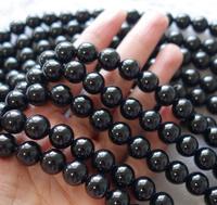 Natural Black agate Gemstone Round Bead Loose Spacer Beads