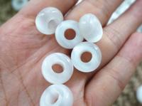 White Cat eyes stone beads with big hole size with other multi colors and sizes